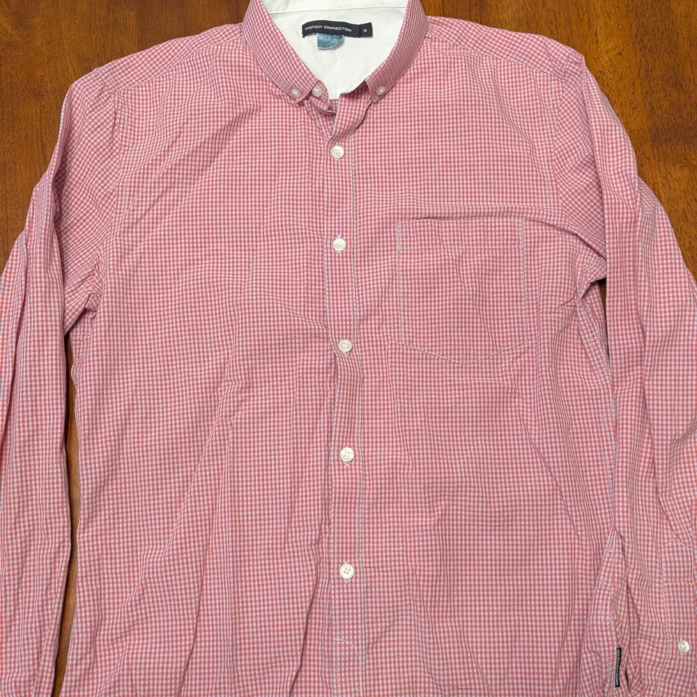 French Connection Red Checkered Button Down Shirt